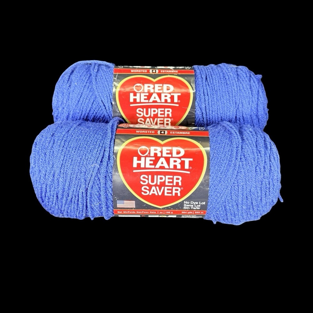 Red Heart Super Saver Royal Blue Yarn Skein 364yds each Lot of 2‎